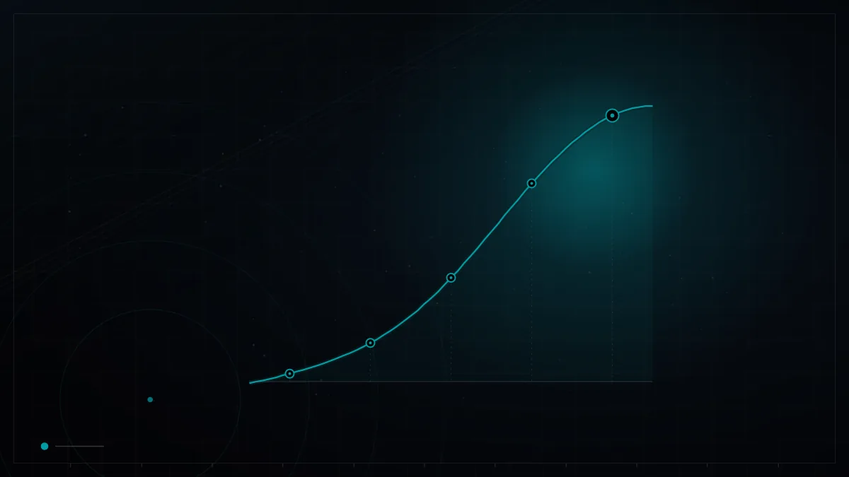 Dark branded graphic of a rising growth curve with milestone markers – A/B Testing With Low Traffic