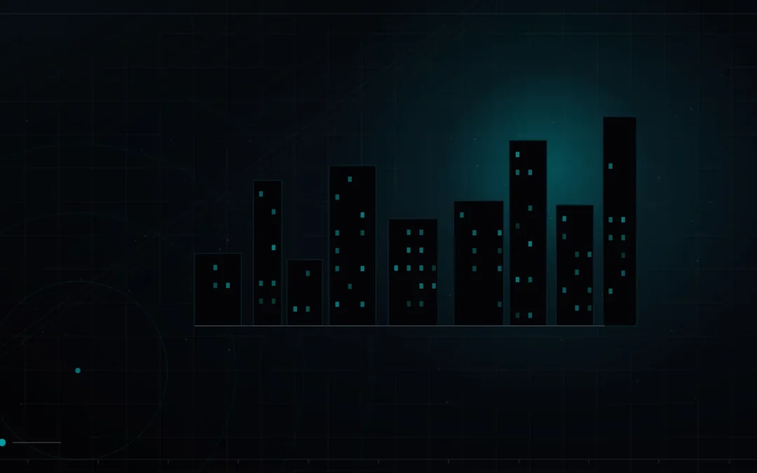City skyline with lit windows at night – B2B Marketing for Construction and Contracting Companies
