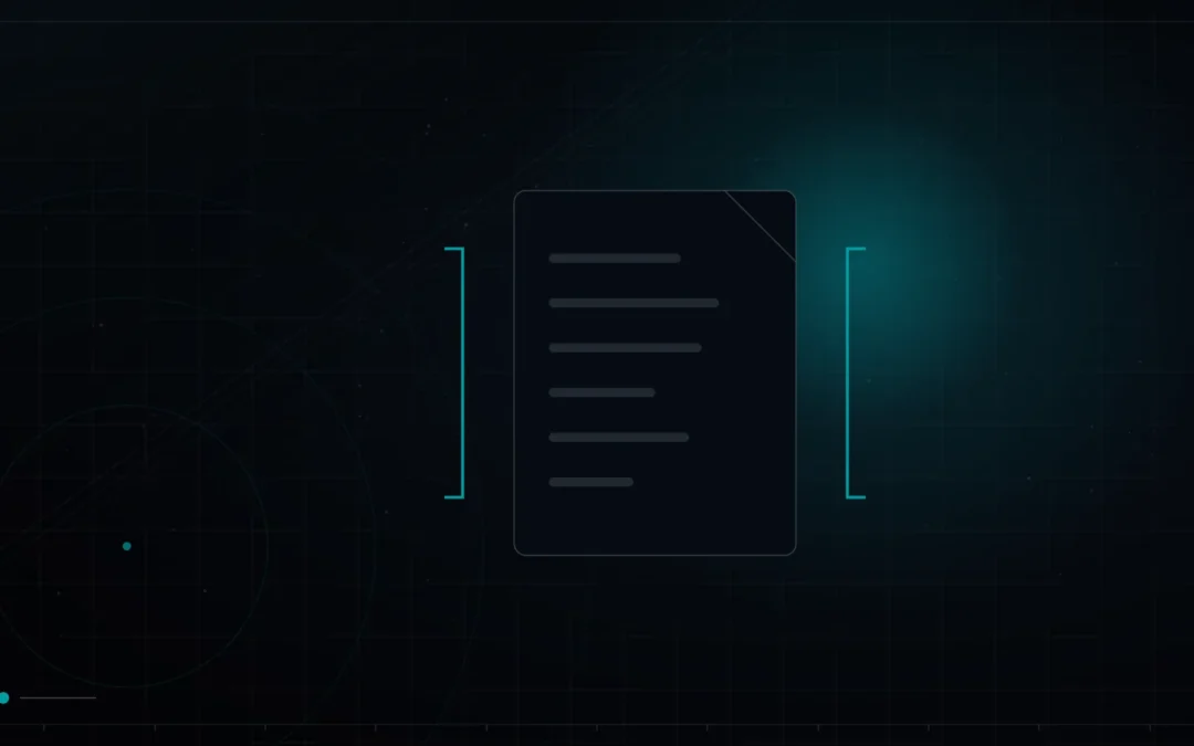 Structured document framed by code brackets – Conversion Copywriting