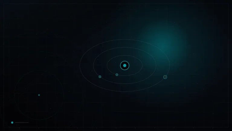 Orbital rings circling a glowing central point – Fractional CMO Cost in the GCC