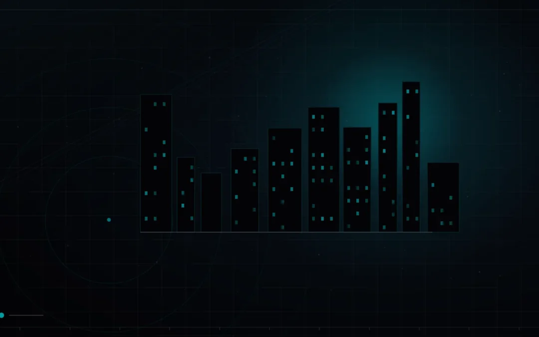 City skyline with lit windows at night – Interior Design and Fit-Out Marketing in Qatar