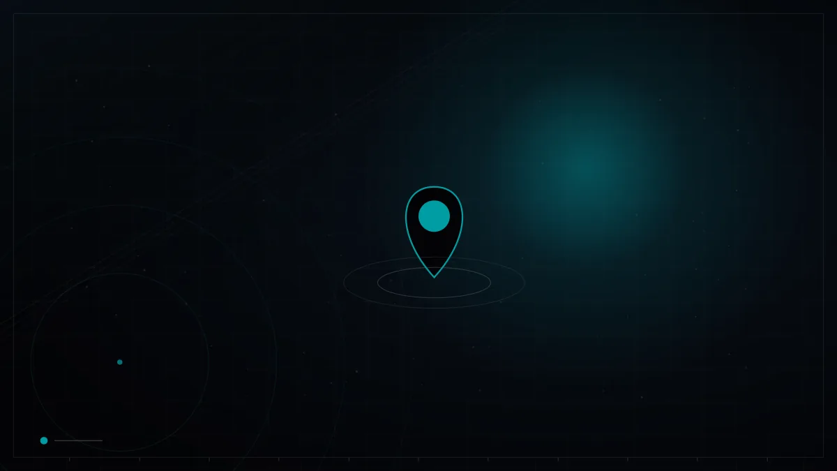Location pin with radar rings marking a local market – Interior Design and Fit-Out Marketing in Qatar