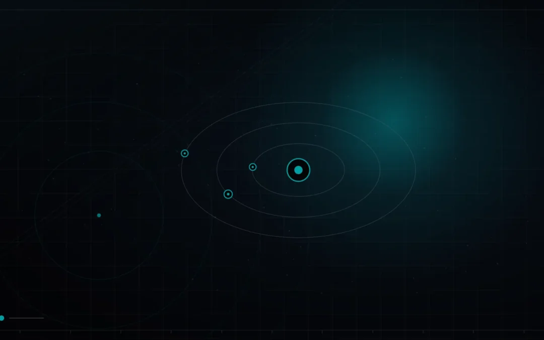 Orbital rings circling a glowing central point – LinkedIn Personal Branding for GCC Executives