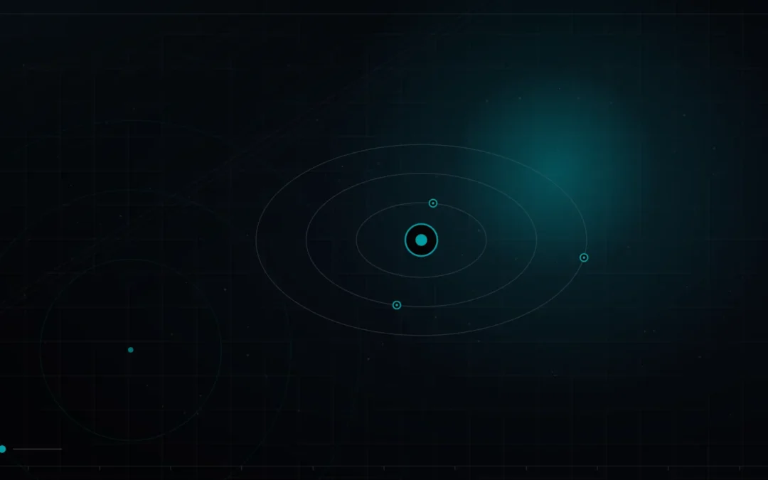 Orbital rings circling a glowing central point – Marketing Team Structure