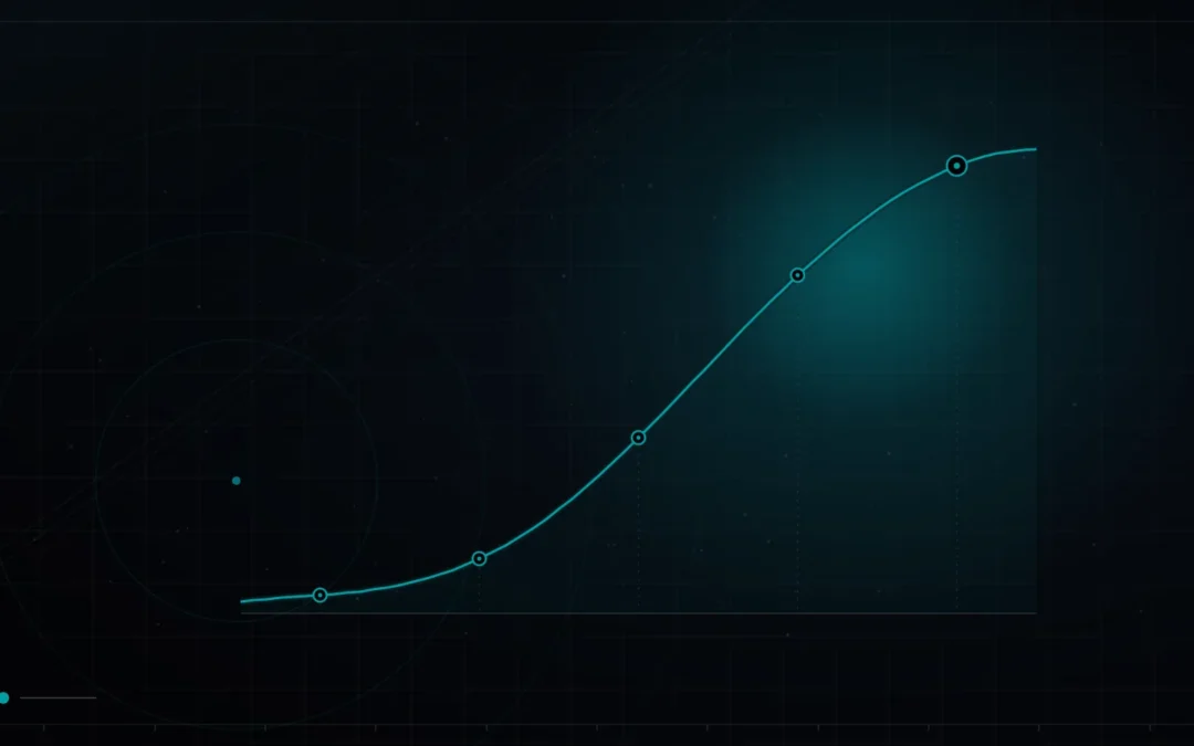 Dark branded graphic of a rising growth curve with milestone markers – SEO for a New Website