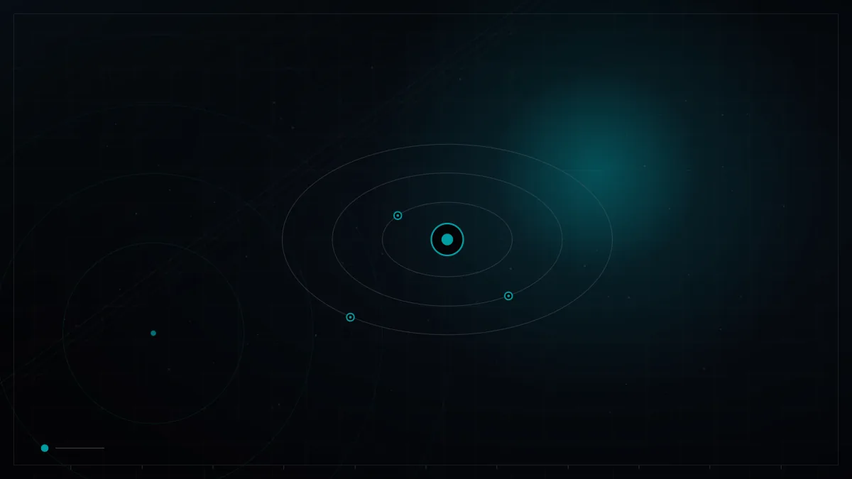Orbital rings circling a glowing central point – SaaS Marketing for MENA Startups