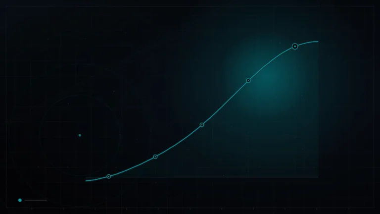 Dark branded graphic of a rising growth curve with milestone markers – Anatomy of 320% Organic Growth