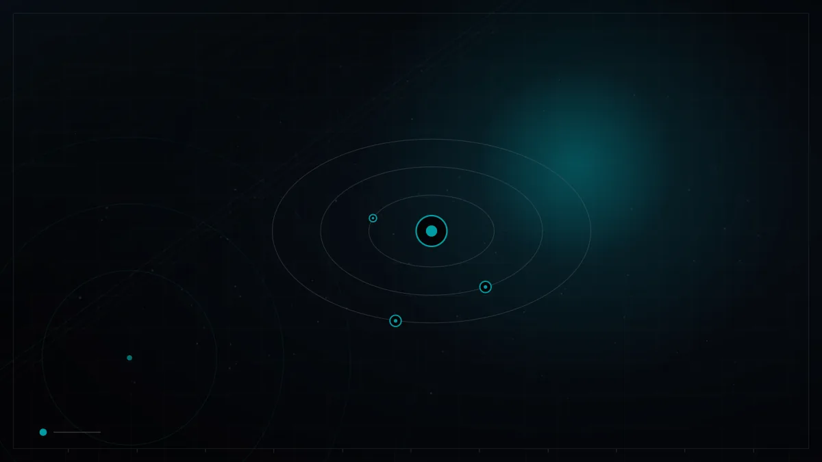 Orbital rings circling a glowing central point – Marketing Strategy for Startups in Qatar